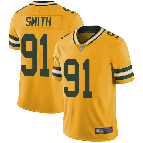 Green Bay Packers Limited Gold Men #91 Smith Preston Jersey Nike NFL Rush Vapor Untouchable